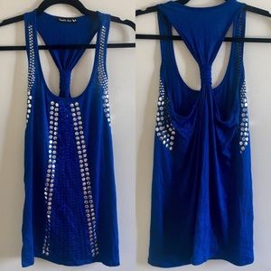 Blue embellished tank